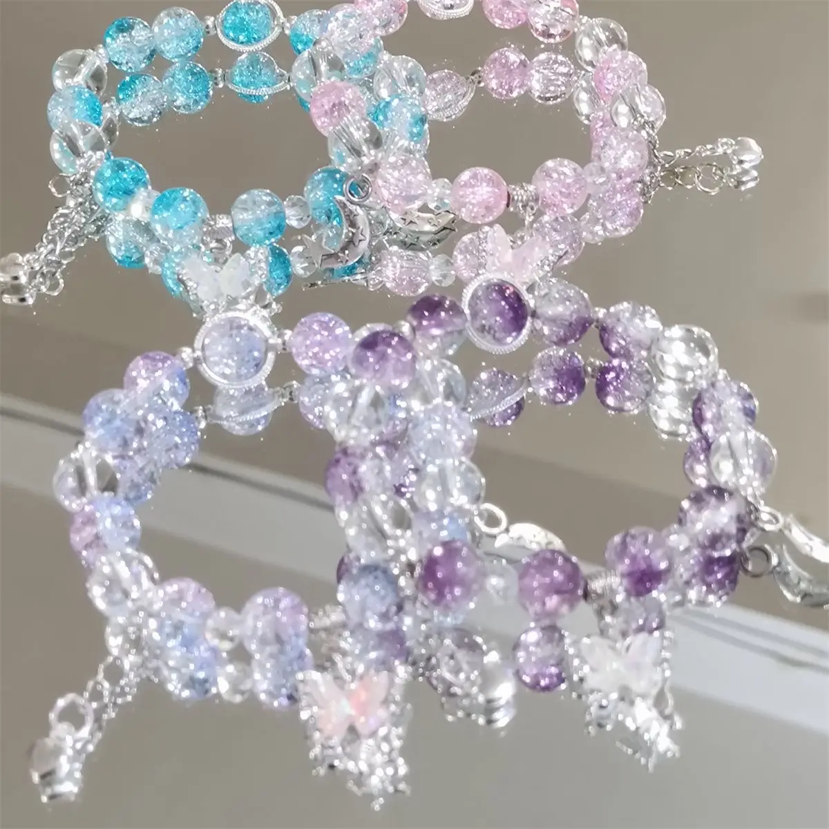 Purple Crystal Butterfly Bracelet, Women's