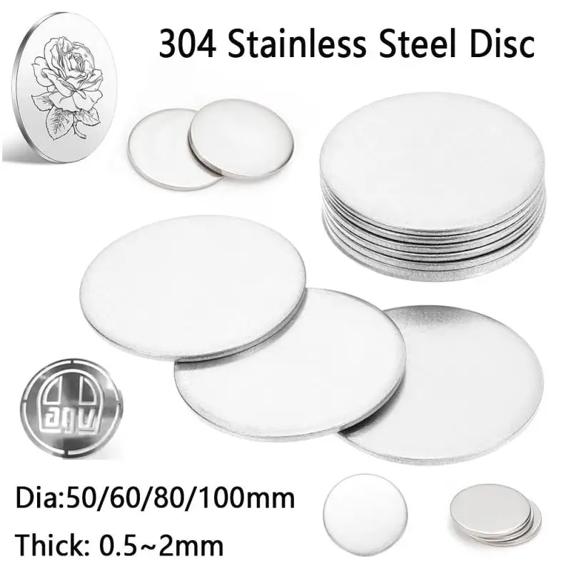 

Diameter 50mm-100mm 304 Stainles Steel Plain Solids Washer Metal Flat Gasket Disc Without Holes Sealing Plug Thickness 0.5~2mm