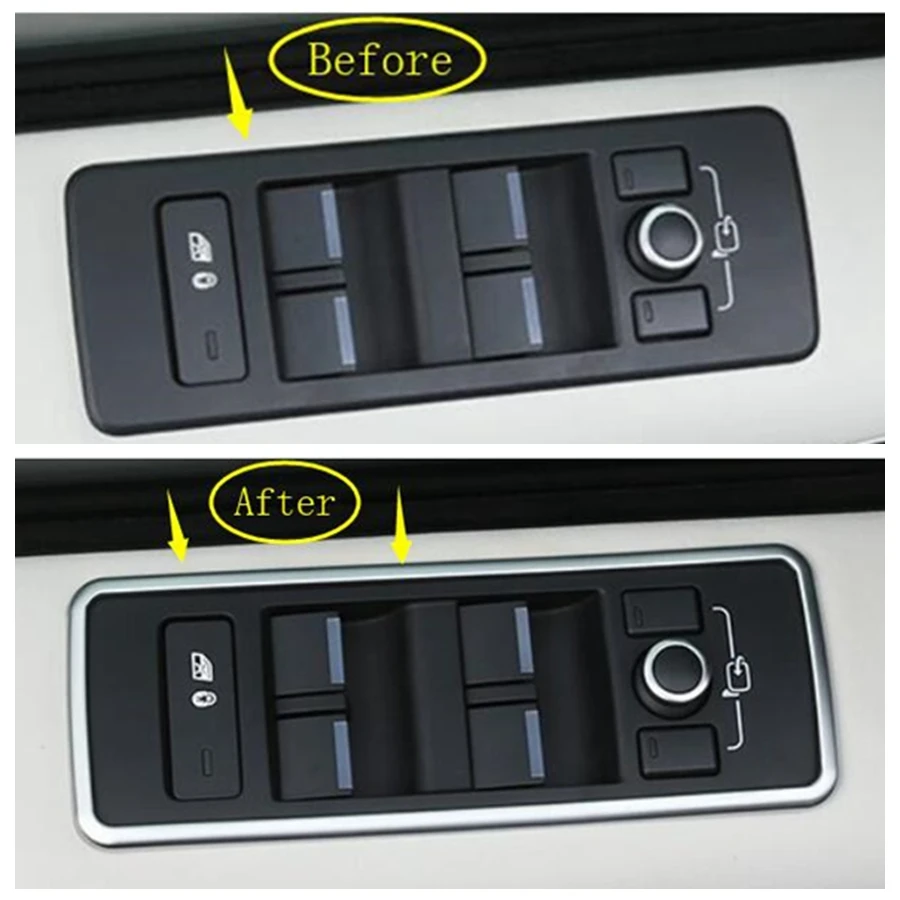 Car Window Lift Switch Control Button Panel Frame Cover Trim 4PCS For Land Rover L462 Discovery 5 2017 - 2022 ABS Interior Parts