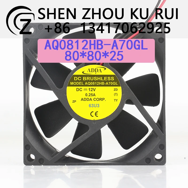 Original ADDA Advanced waterproof chassis 5V 24V 48V DC12V 0.25AC EC 8025 80X80X25MM 8CM 2-wire silent AQ0812HB-A70GL coolingfan