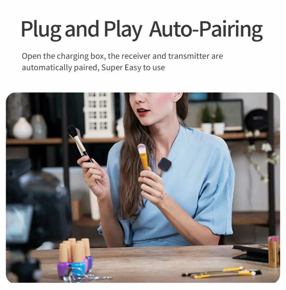 Studio Wireless Lavalier Microphones 150m Range for Camera Phone Video Streaming Vlog Interview Noise Cancellation Mic with Clip