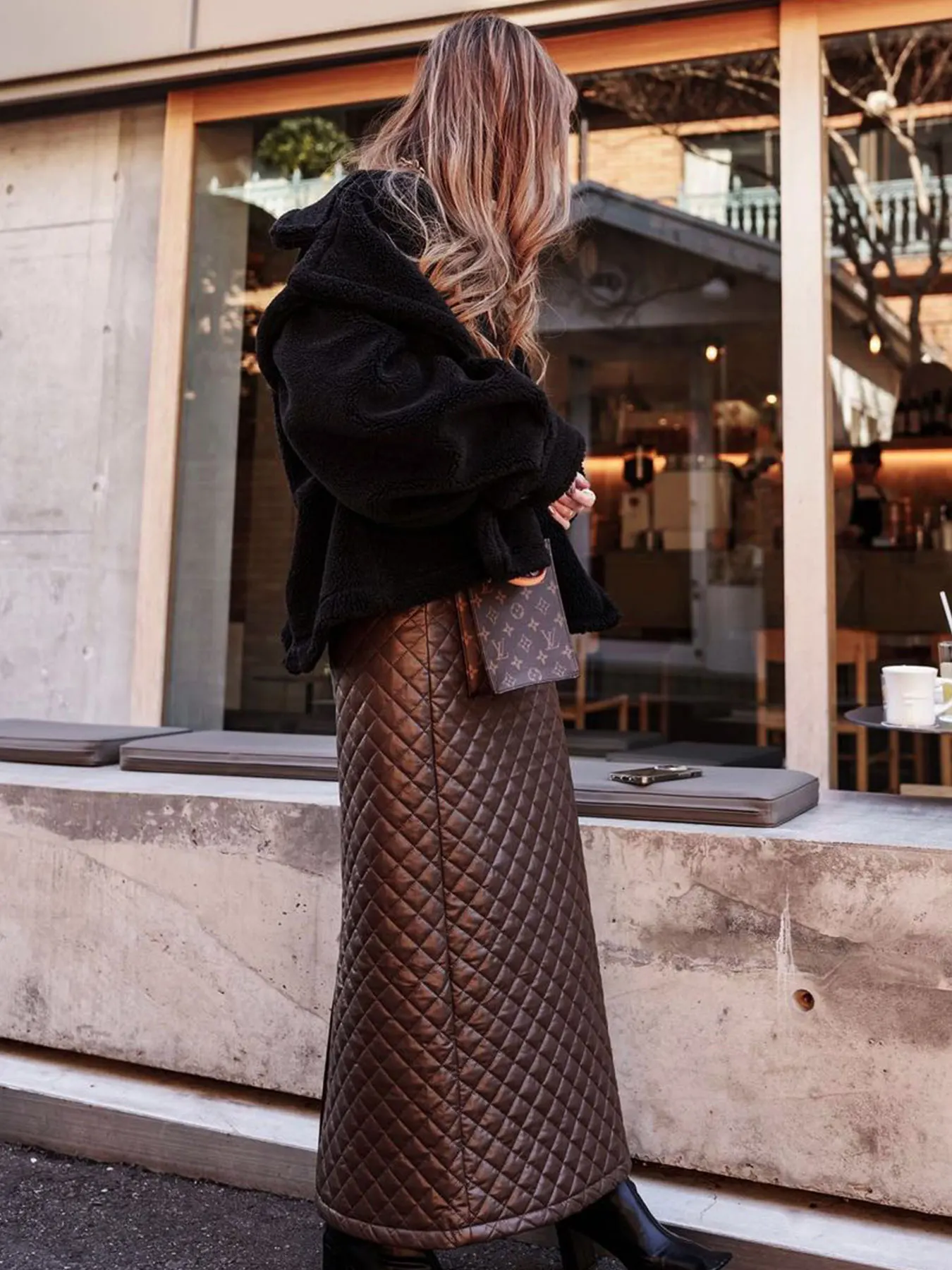 Seksowna spódnica z dzielonej skóry, gładka, jesienna, nowa, damska, streetwearowa, zapinana na zamek, długa spódnica maxi, elegancka, vintage, codzienna, uniwersalna spódnica.