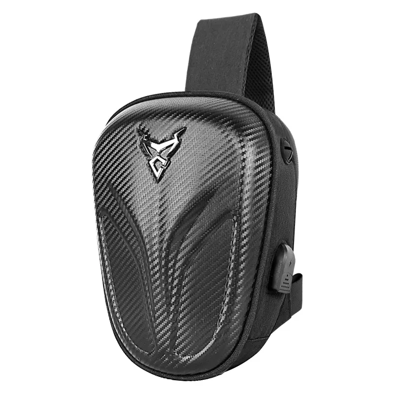 Motorcycle Waist Men's Crossbody Travel Hard Shell Waterproof Female Shoulder Bag Usb Carbon Fiber Small Bag