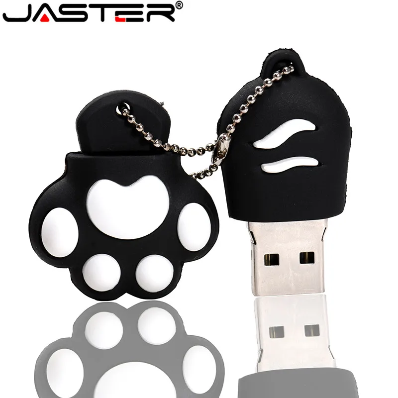 JASTER Cat Paw USB Flash Drives 64GB Colorful Pen Drive 32GB Free Key Chain Memory Stick 16GB Brown Pendrive Red U Disk Blue 8GB