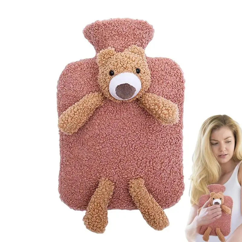 Warm Water Bag Portable Winter Warmer With Plush Bear Cover 1000ML Hot Cold Water Bags For Students Teachers Office Workers