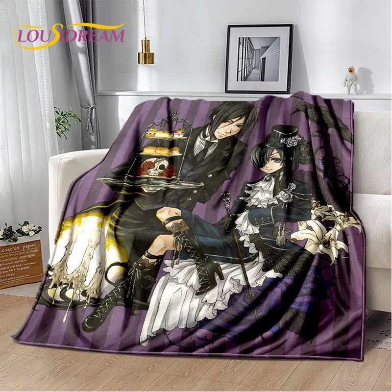 Coperta 3D Cartoon Black Butler Anime, morbida coperta per la casa, camera da letto, divano letto, picnic, viaggio, ufficio, riposo, coperta per bambini