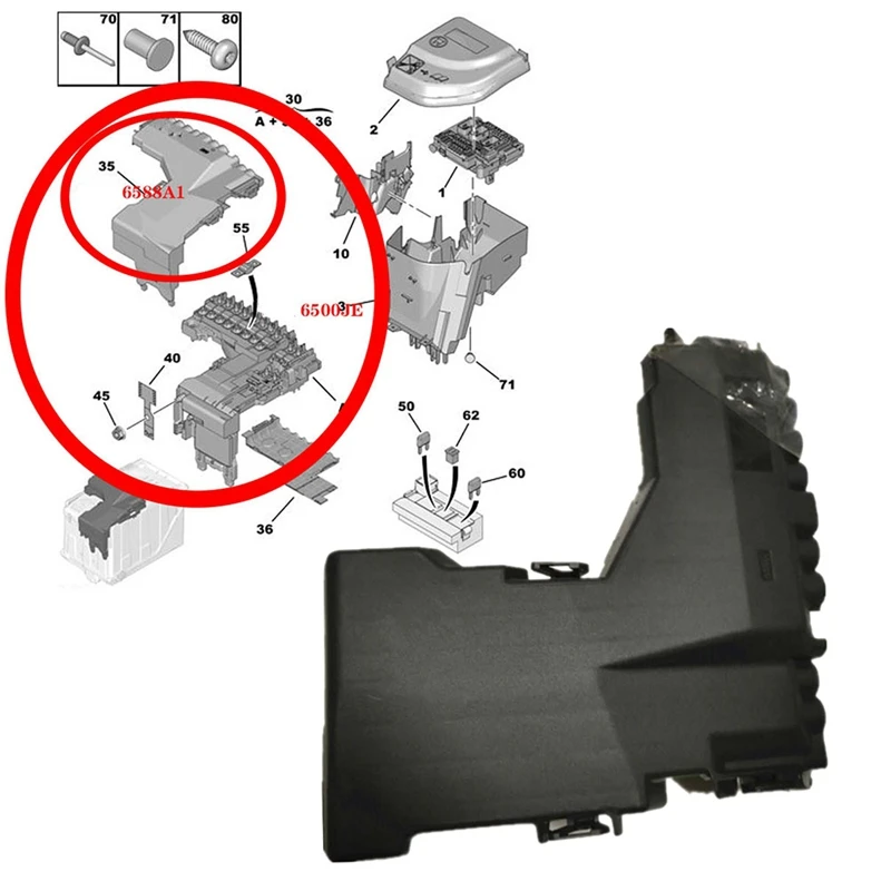 Suitable For Peugeot 508 Citroen C4L C4 DS 4S 5 5LS 6 Fuse Box Cover Battery Manager Protection Unit Cover 6588A1 6500JE