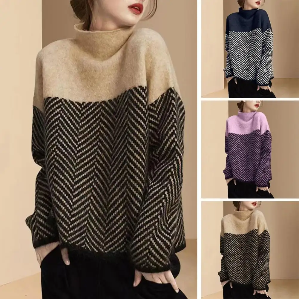 Soft Sweater Cozy Winter Sweaters Stylish High Collar Loose Fit Warmth for Women Long Sleeve Women Sweater