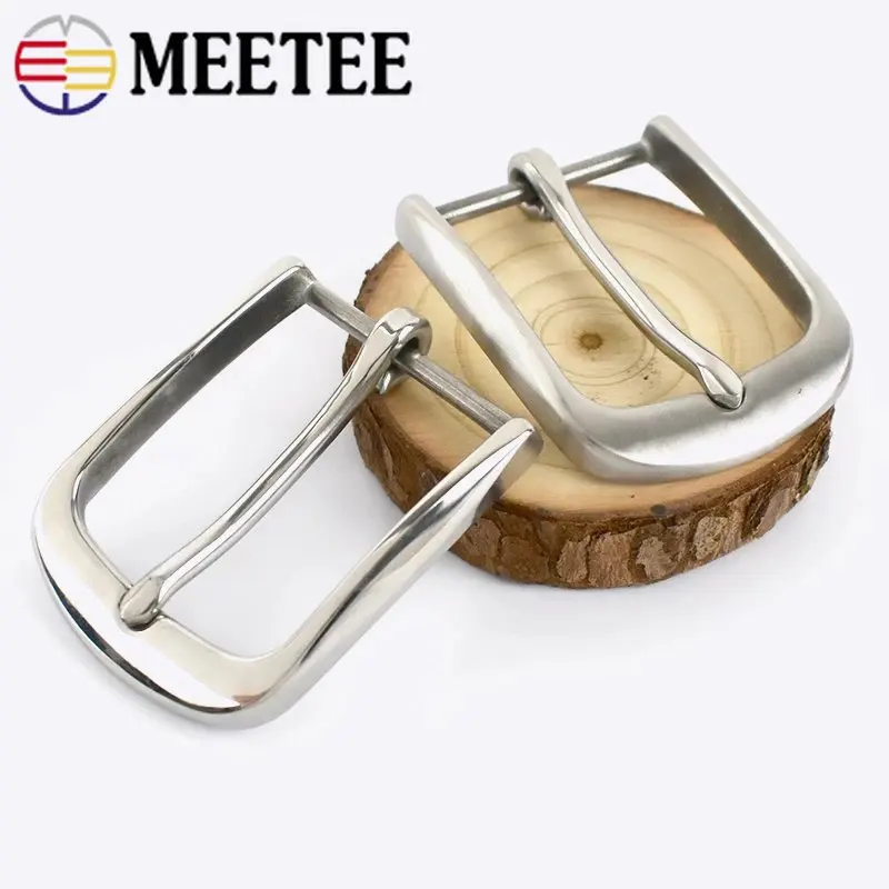 Meetee 1Pc 40mm Solid Stainless Steel Brushed Belt Pin Buckles for Men Cowboy Buckle Jeans Accessory DIY Leather Craft Fit 38mm