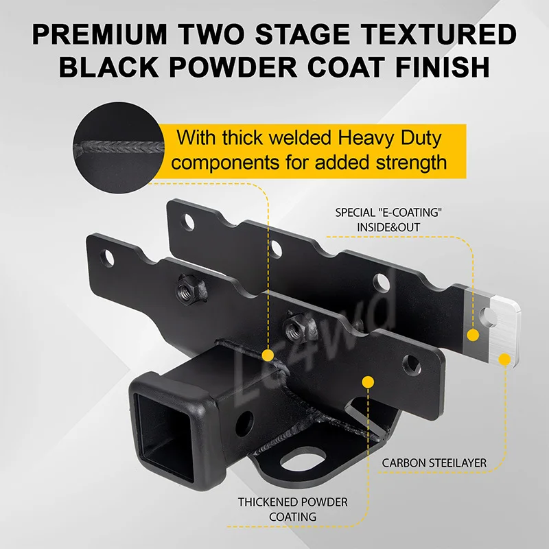 LC4WD 4x4 Exterior Accessories 2 Inch Rear Bumper Tow Trailer Hitch Receiver Kit For Jeep Wrangler JK JL Gladiator JT 2007-2025