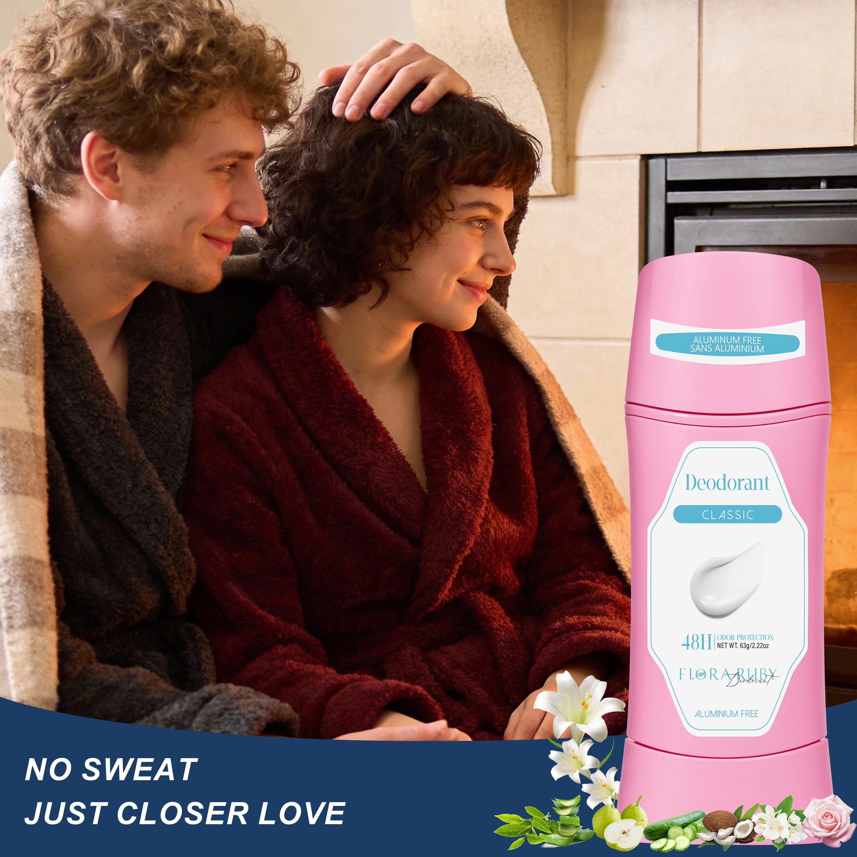 

Дезодорирующий палочка Flora Ruby, дезодорирующий и освежающий 48 часов, без запаха, освежающий весь день длиной