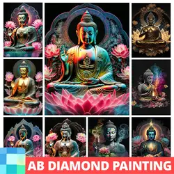AB Drill Diamond Painting Lotus Buddha Zen Candle Full Square Round Mosaic Religion Embroidery Needlework Home Decor