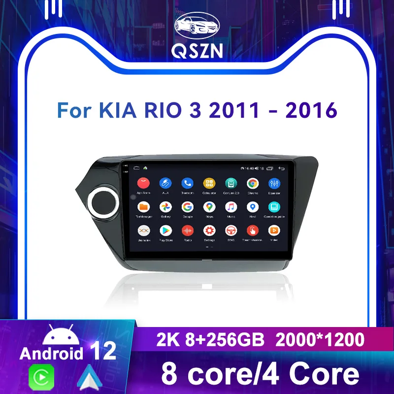 

QSZN Android 12 2K Screen 8 Core 9“ CarPlay Android Auto Radio For KIA RIO 3 2011 2012-2016 4G Car Multimedia GPS 2din autoradio