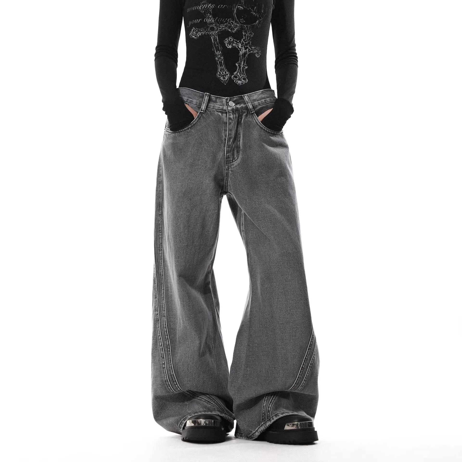 

Retro Old Washed Wide-leg Jeans Women's 2026 New Design Loose Casual Pants