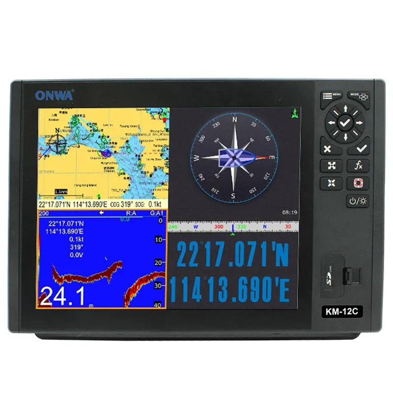

KM-12C 12-дюймовый цветной TFT ЖК-дисплей GPS-картплоттер с эхозвуком (600 Вт и 1 кВт) MFD двухчастотный 50 и 200 кГц