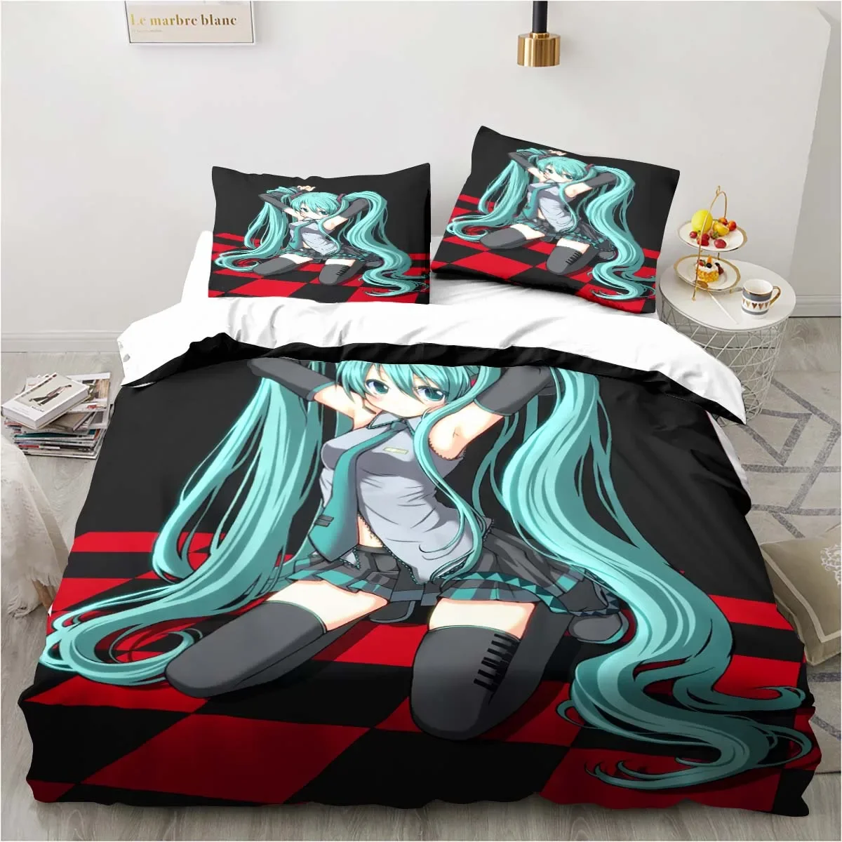 Hatsune Miku cartoon printing Bedding Sets exquisite bed supplies set duvet cover comforter set bedding luxury birthday gift