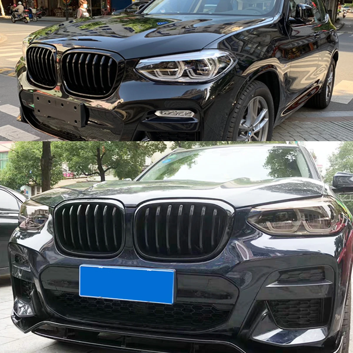 

For Bmw X3 G01 X4 G02 2018 2019 2020 2021 Gloss Black Car Grille Grid Front Kidney Grilles Single Slats Racing Grill
