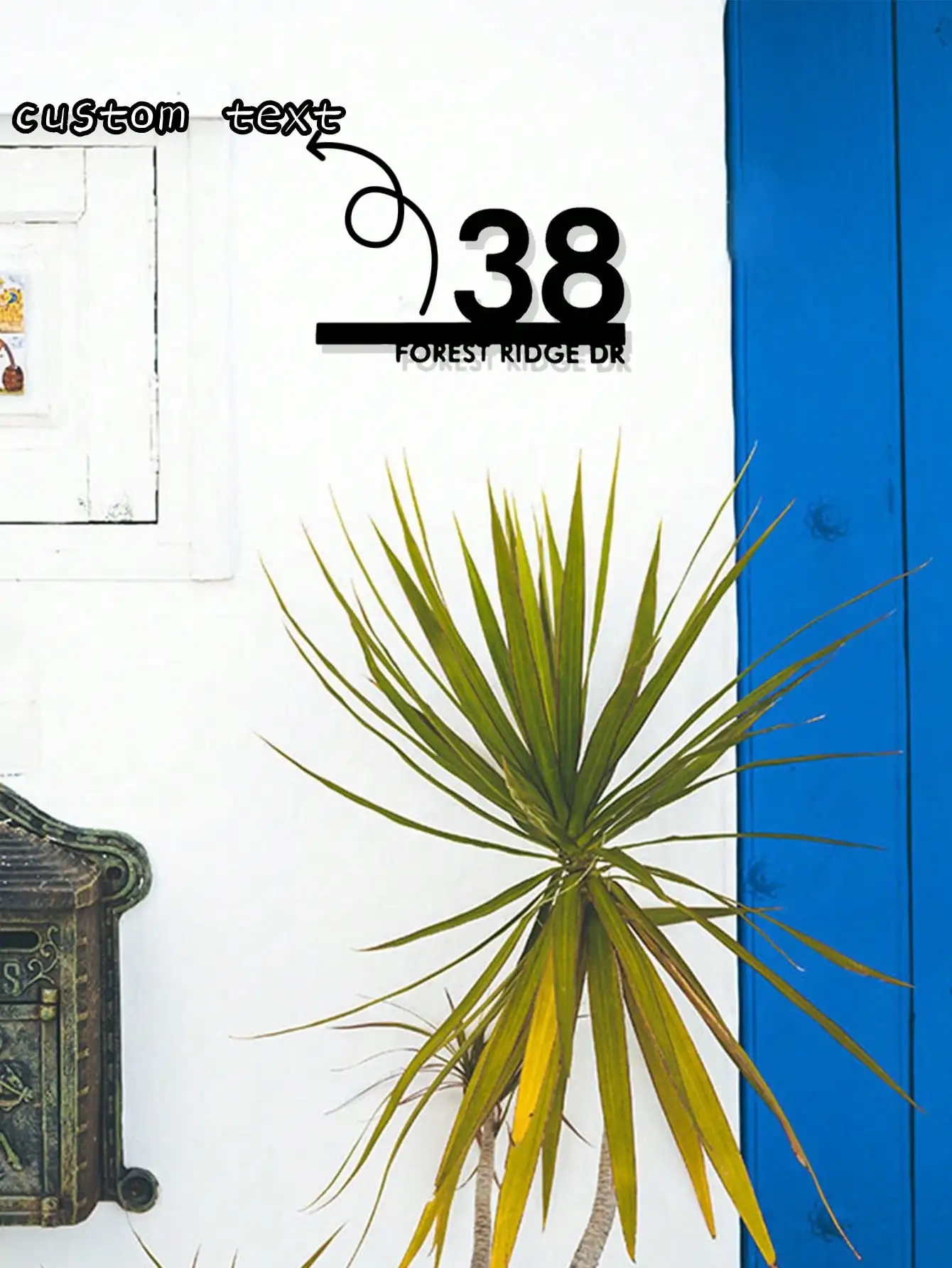 

Custom Metal Address Plaque Modern House Number Sign Outdoor Wall Mounted Decor Personalized