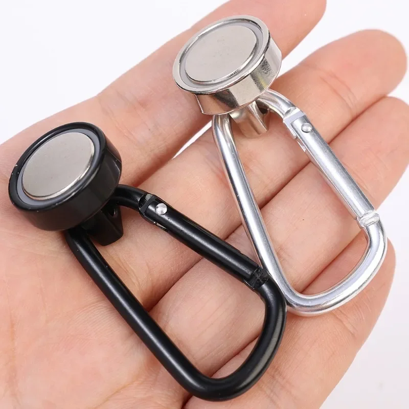 Strong Neodymium Magnetic Hooks 360°Rotating Carabiner Magnet Ring Magnetic Refrigerator Hook Home Kitchen Bathroom Suction Cup
