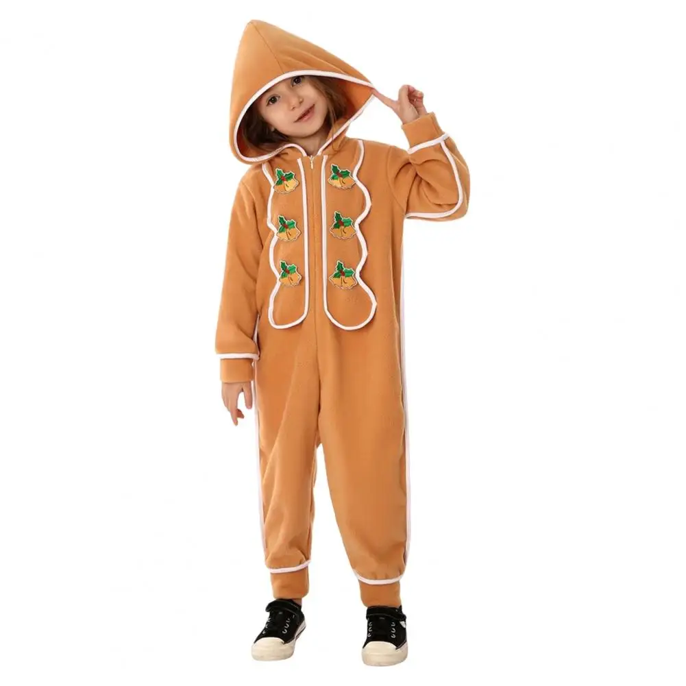 

Christmas Onesie Costume for Kids Gingerbread Man/Santa/Green Elf Cosplay Outfit Unisex Plush Bodysuit for Halloween Christmas C
