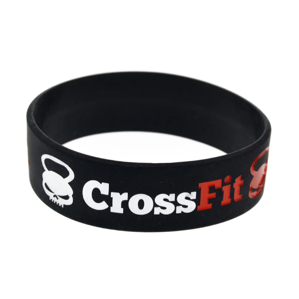 1 PC CrossFit No Pain No Gain Silicone Rubber Bracelet 3/4 Inch Wide Band Motivational Logo