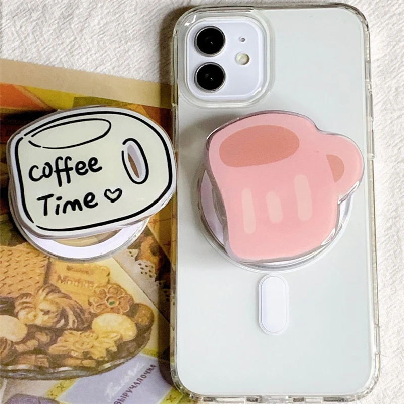 

Милая кофейная чашка для Magsafe, магнитная ручка для телефона, подставка Tok Griptok для iPhone 16, складной чехол для беспроводной зарядки, кольцо-держатель