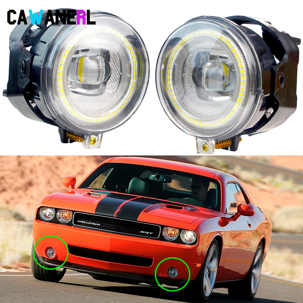 2 X 30W LED Angel Eye Fog Light DRL Car Front Fog Daytime Running Lamp For Dodge Challenger 2011 2012 and 2013-2014 SRT8 Model