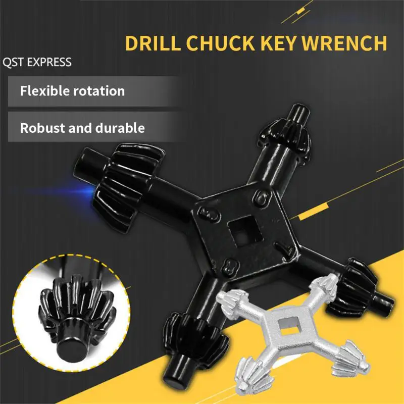 Four-in-one Electric Drill Key Drill Chuck Wrench Pistol Drill Wrench Key Four-head Key Wrench Zinc Alloy Drill Teeth, Exquisite