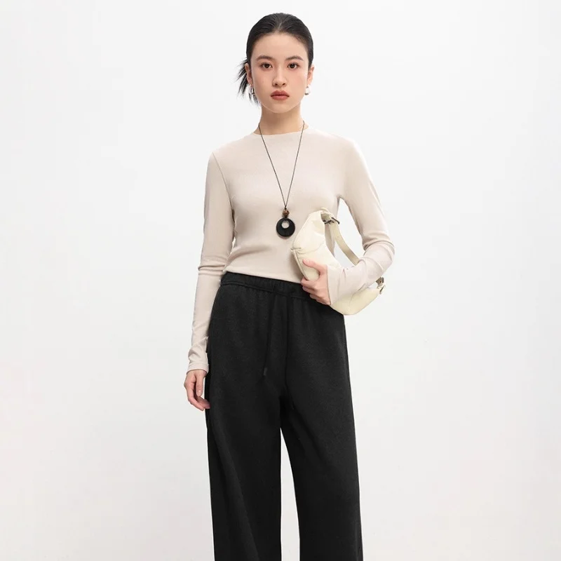 Birdtree، قميص داخلي محبوك من الصوف والقطن المخلوط، سترة نسائية بأكمام طويلة ورقبة دائرية، بلوفر خريف/شتاء 2025 T5O717JF #3