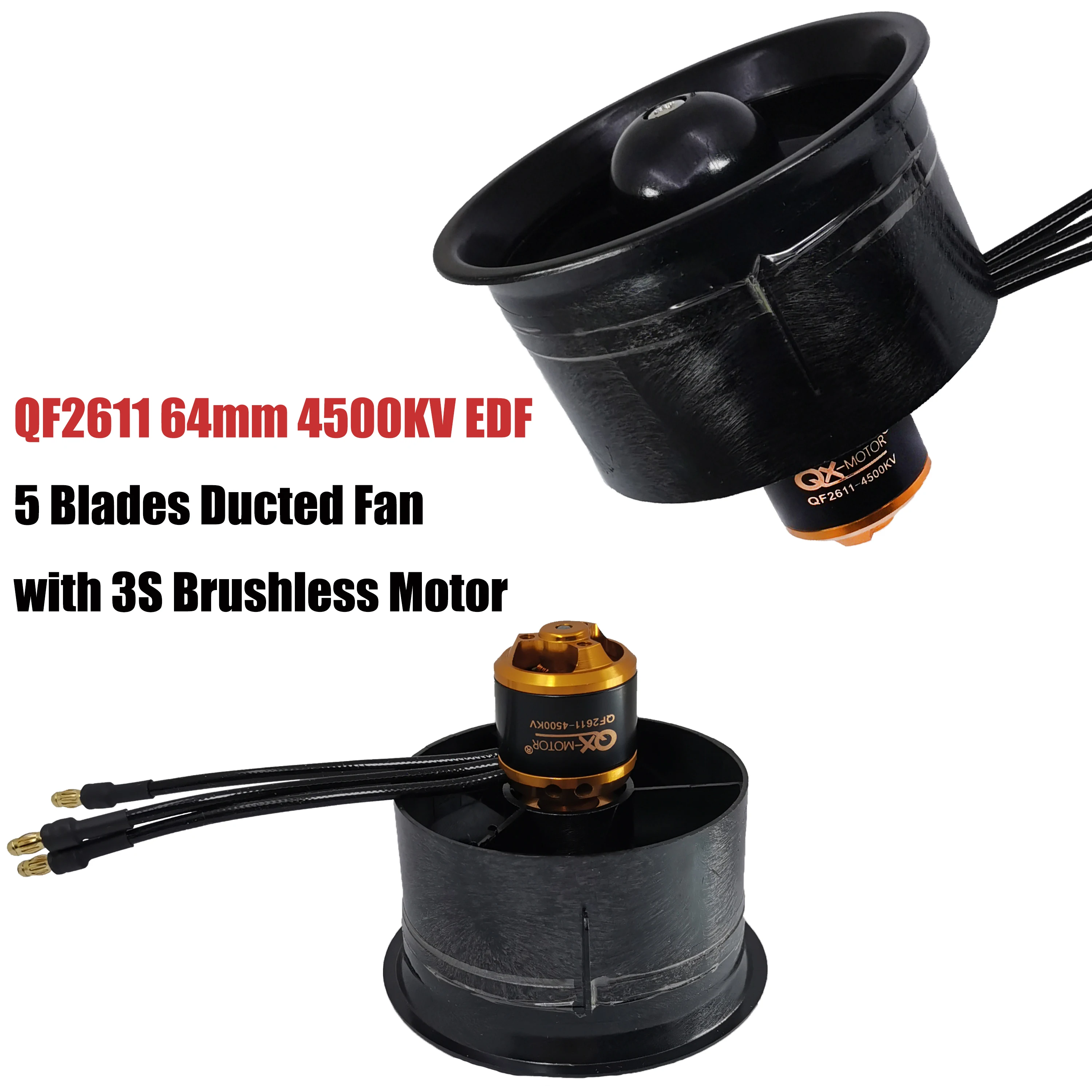 

QX-MOTOR QF2611 64 мм 4500 кВ EDF 5-лопастной канальный вентилятор с бесщеточным двигателем, модель самолета, вентилятор для деталей RC Multirotor Drone