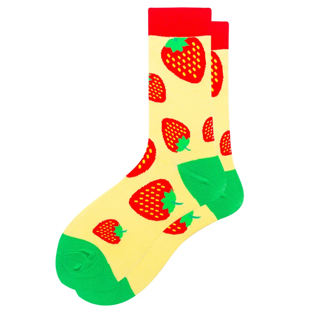 Color Tide Socks Happy Men's Socks Fruit Women's Socks Medium Tube Socks Cartoon Pattern Socks Couple Cotton Socks