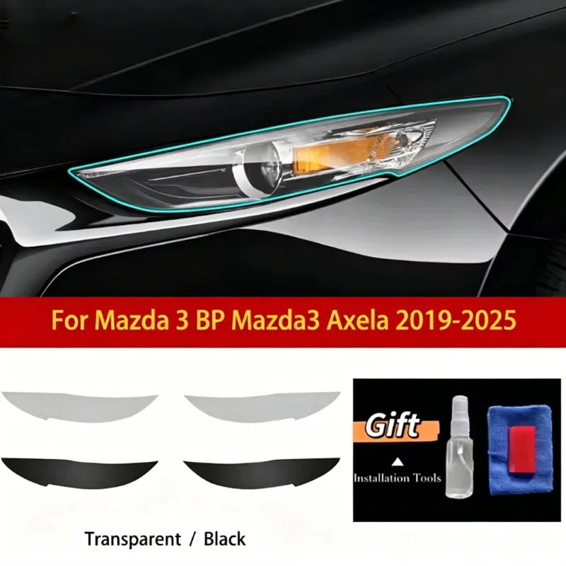 For Mazda 3 BP 2019 2020 2021 2022 2023 2024 2025 Mazda3 Axela TPU Car Headlight Film Anti-scratch PPF Transparent Smoked Black