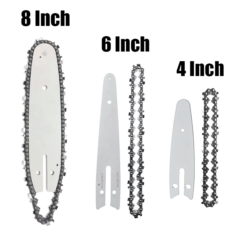 Mini Steel Chainsaw Replacement Chain 4 Inch 6 Inch 8 Inch Guide Bar for Electric Pruning Saw Accessories
