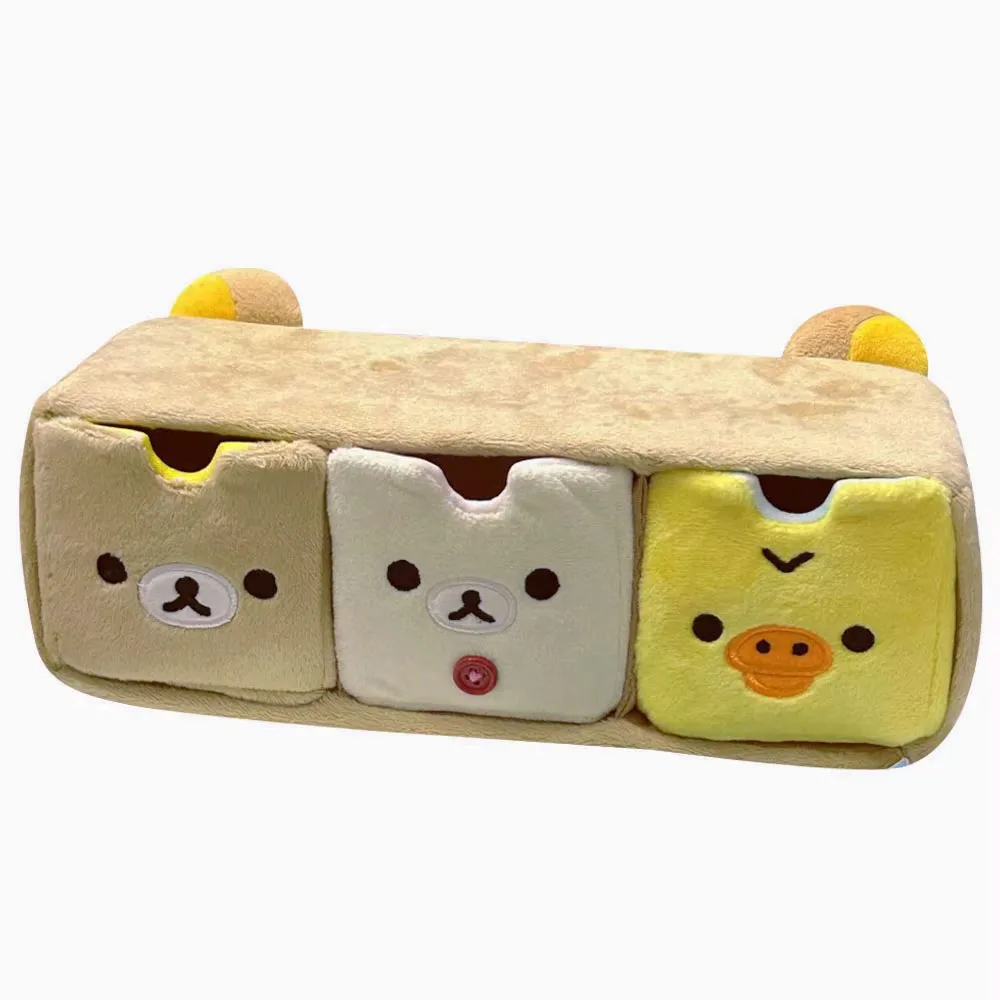 Cute Rilakkuma Korilakkuma Kiiroitori Bear Plush Storage Box Stuffed Cosmetic Case Container Makeup Desktop For Women Girls Home