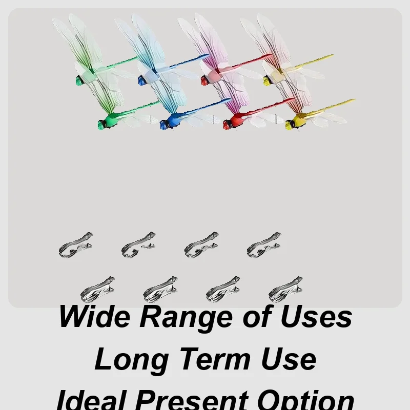 Dragonfly Rod Clip 8 Pieces Fake Dragonfly Insert Pole Clip Realistic Colorful Garden Decor Natural Stakes Fly Scare Devices