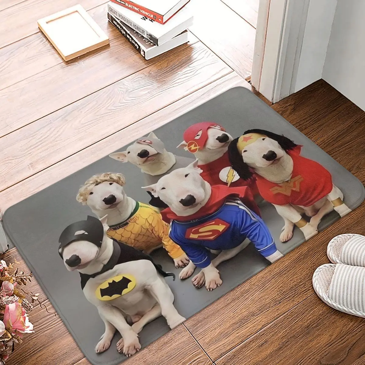 Bull Terrier Pet Dog Bath Mat Anti-Slip Funny Toilet Mat Quick Drying Kitchen Shower Door Foot Mat Protective Bathroom Mats