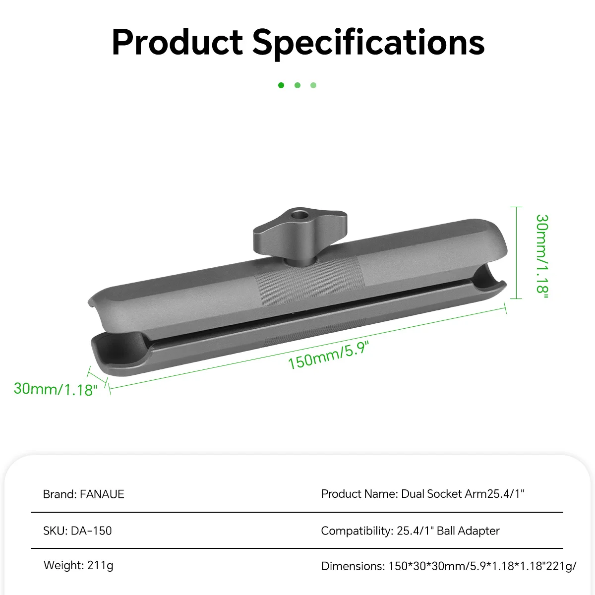 FANAUE Handyhalterung aus Aluminiumlegierung mit Kugelkopf-Verbindungsstange, Diebstahlschutz, 15 cm, unterstützt 25-mm-Kugelkopf, kompatibel mit RAM – Detail 9
