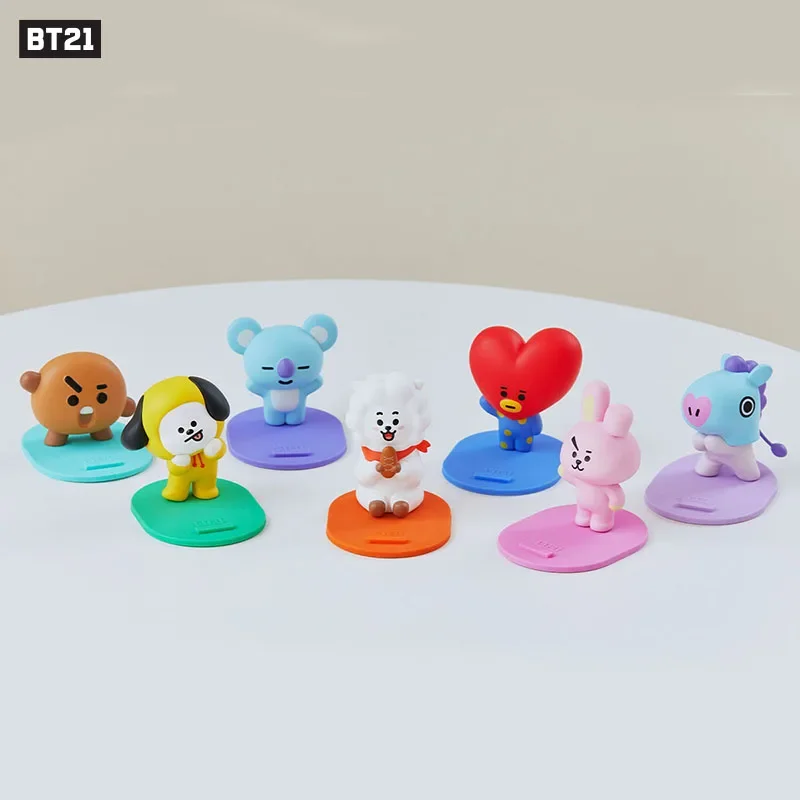 Line Friends Original Cartoon Bt21 Anime Telephone Bracket Kawaii Koya Rj Tata Doll Model Desktop Phone Stand Holder Gifts Toys