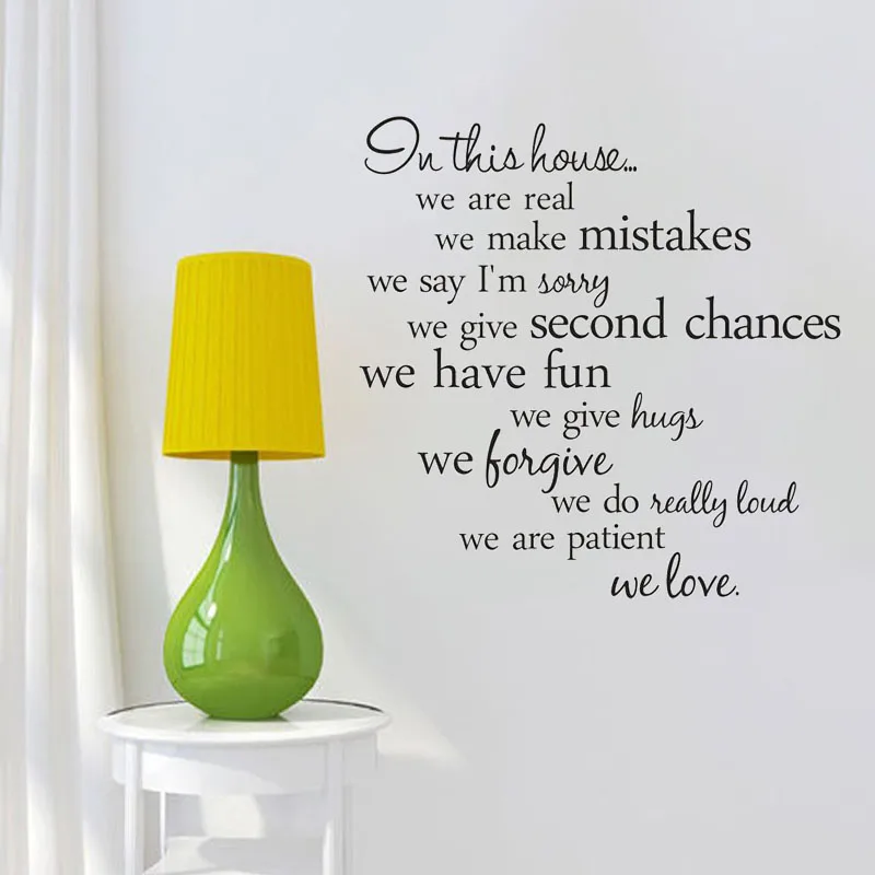 In This House We Are Real Wall Sticker Family Lettering Words Quotes Wall Decals Home Decor Living Room Bedroom Wallpaper