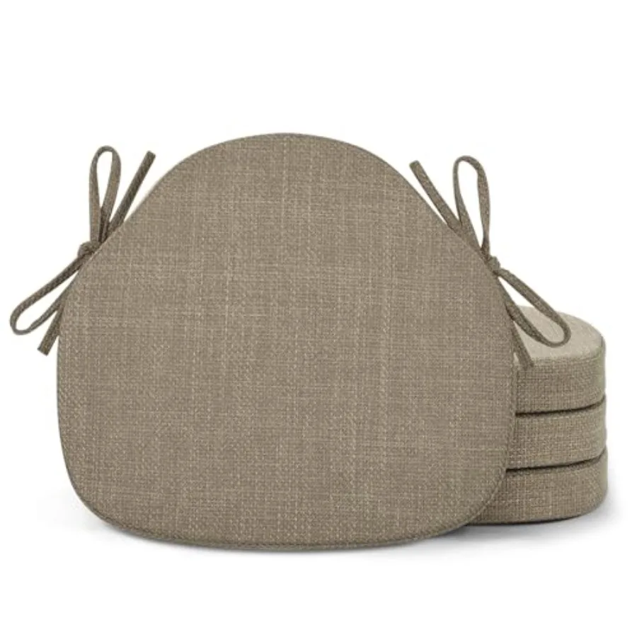 

Комплект из 4 подушек для обеденных стульев: высокоэластичные поролоновые подушки для сидений в стиле Виндзор, подушки для кухонных стульев с завязками и текстурированным чехлом, 4 шт.