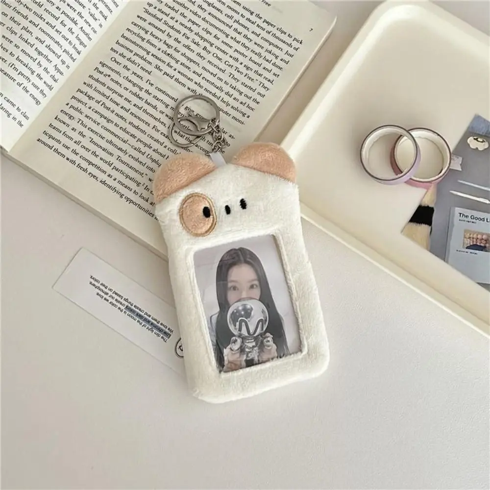 New Kawaii Card Protector Kpop Cat Plush Photocard Holder Rabbit Stationery Idol Photo Holder Student