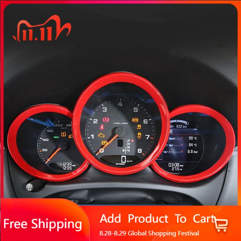 

Interior Stickers For Porsche Macan 2014 2015 2016 2017 Interior Styling Mouldings Trim 3pcs ABS Car Meter Hood Ring Cover Stick