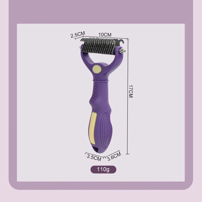 Dog Grooming pente Pet Deshedding Escova-Double-Sided Undercoat Rake para Dog Cat - Shedding Comb Dematting Ferramenta para Grooming.