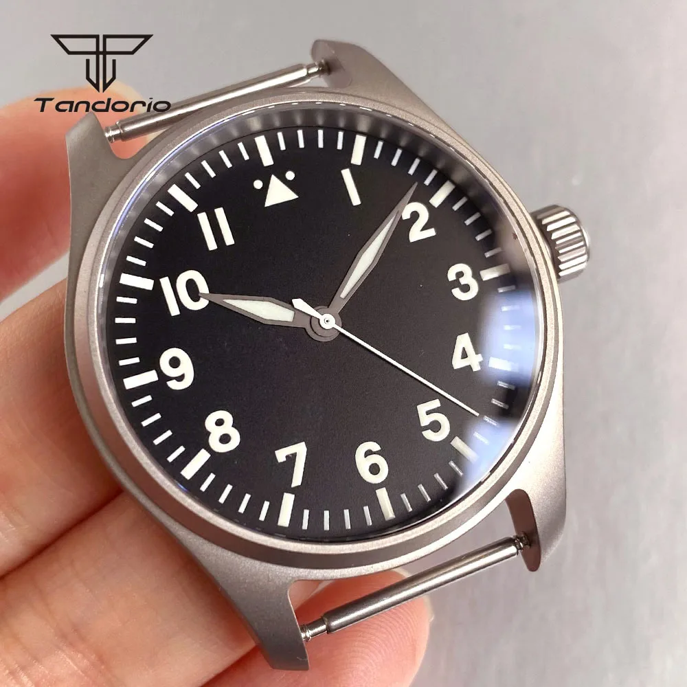 39mm Pilot Titanium Watch Case+33.5mm Dial+Titanium Hands Wristwatch Parts Fit NH35 NH36 NH38 ETA2824 PT5000 ST2130 Miyota8215