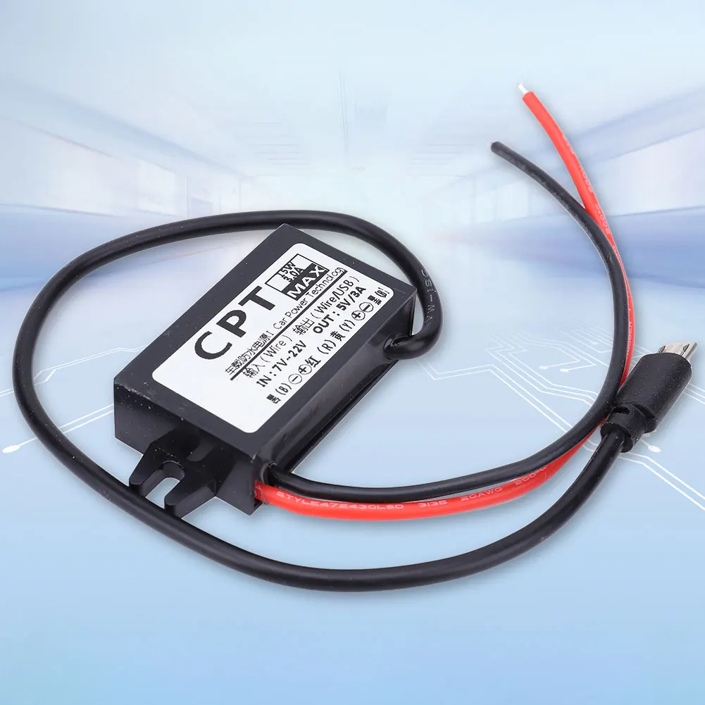 

12V To 5V 3A 15W Reduced Voltage Regulator Waterproof CPT Direct Current Converter Wire Interface
