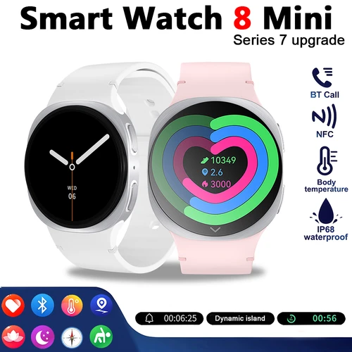 2025 nuevos relojes 8 Mini GPS Track reloj inteligente para hombres mujeres salud deporte AMOLED ritmo cardíaco Bluetooth llamada impermeable Smartwatch