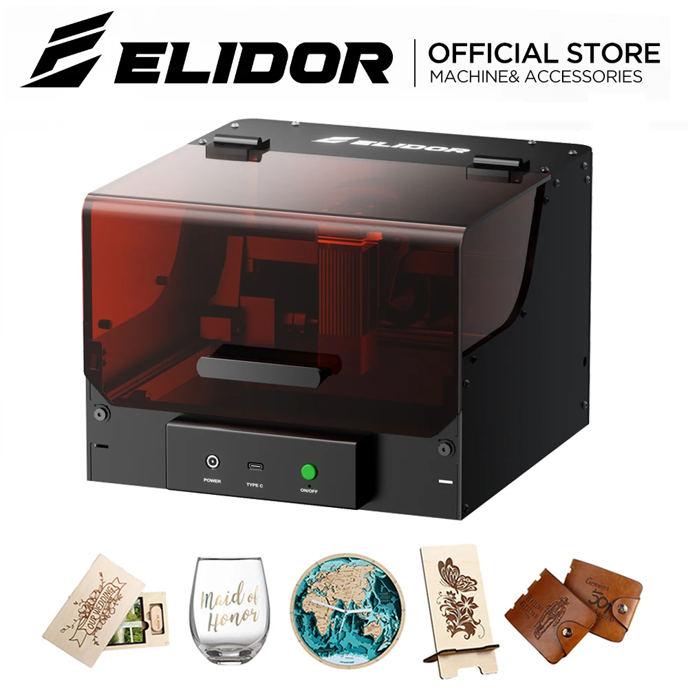 ELIDOR M1 Enclosed Laser Engraving Machine Portable High Precision DIY Cutting Machine LOGO Marking For Wood Acrylic Leather Christmas Birthday Gifts Business Personal Commercial Use