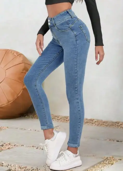Nuovi jeans dimagranti quotidiani minimalisti da donna Leggings femminili stile moda Pantaloni in denim moda donna High Street personalizzati