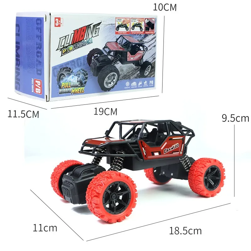 Kids Toys Large 19cm Alloy Pull-back Off-road Vehicle Shock-resistant Four-wheel Drive Big Castor Climbing Car Model Gift Box