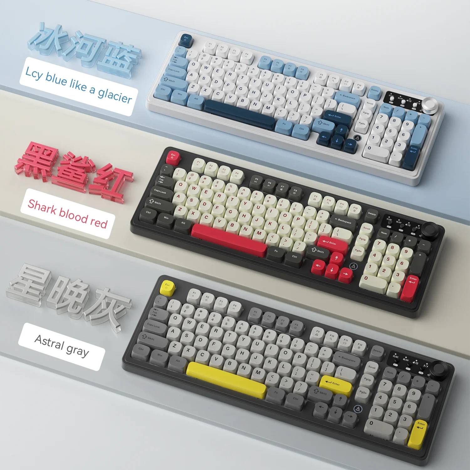 AJAZZ AF98 لوحة مفاتيح سلكية/لاسلكية ملمس ميكانيكي مكتب عمر بطارية طويل ثلاثة أوضاع RGB ضوء مختلط ABS أغطية مفاتيح بيئة العمل
